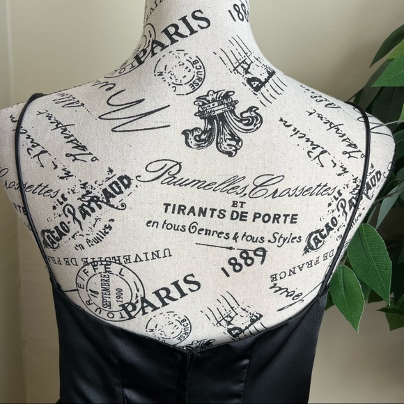 Eve of Milady Vintage Peplum Satin Formal Gown Black White Sz 14 - Picture 11 of 16